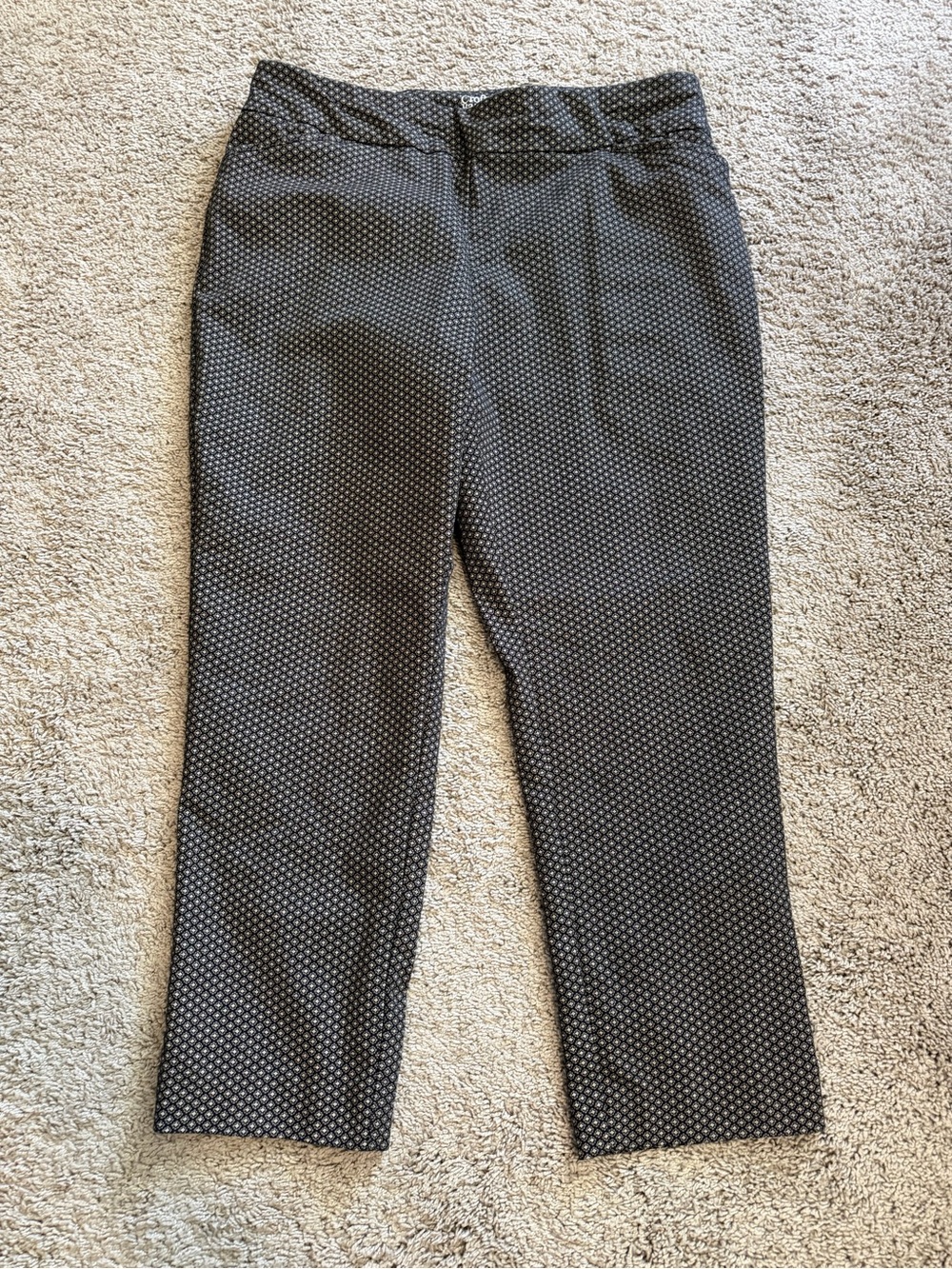Women's Black & White Micro-Pattern Dress Pants